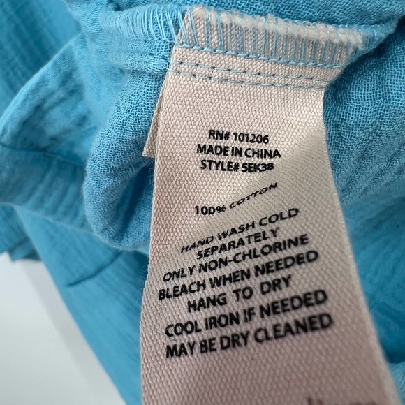Soft Surroundings Size 1X Teal Blue Long Sleeve Blouse Shirt Top Fall Summer - Picture 6 of 7